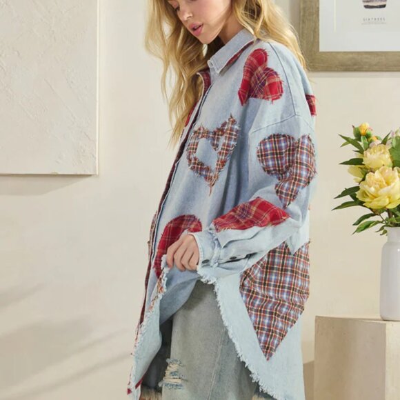 Heartline Drift Oversized Denim Shirt by Oli & Hali NEW Size Various - Picture 4 of 15